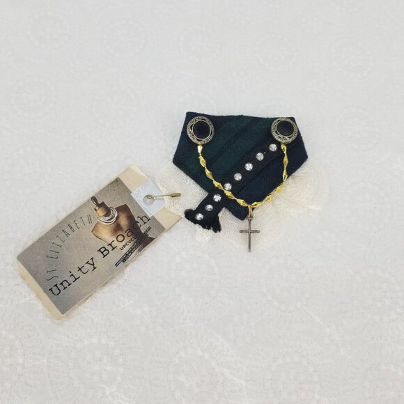 Vintage Vibe Repurposed Brooch BlackWatch Plaid &Jewelry Bits, 80s, Fall, Preppy - Picture 2 of 4